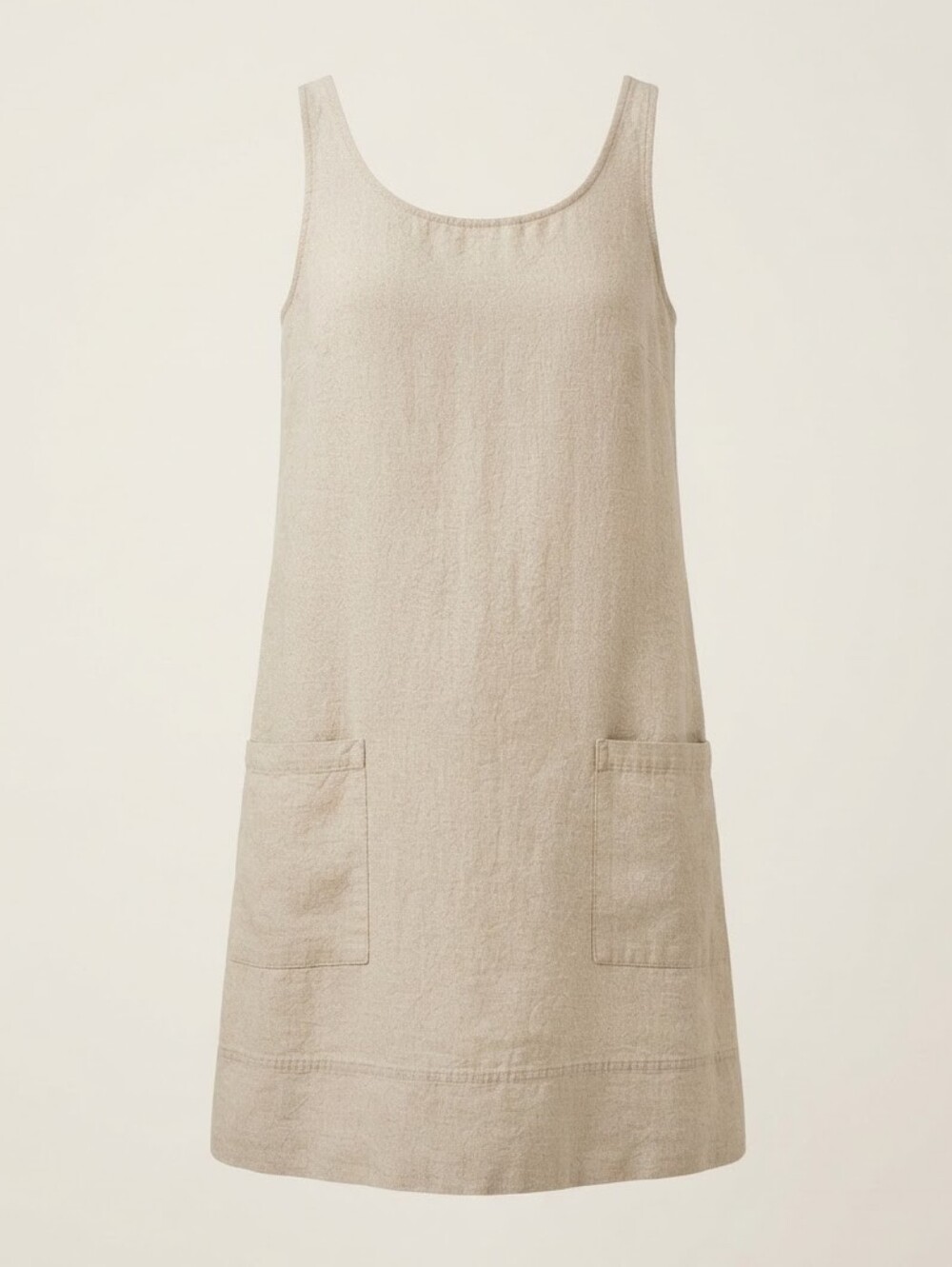 Eileen Fisher 100% Organic Linen Tunic Dress Women's M Natural Oatmeal Pockets